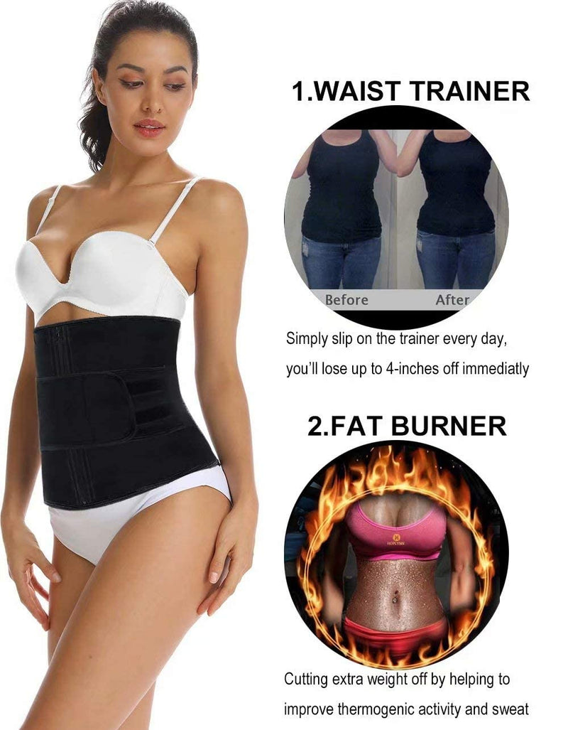 HOPLYNN Neoprene Sweat Waist Trainer Corset Trimmer Shaper Belt for Women Black XX-Large - BeesActive Australia