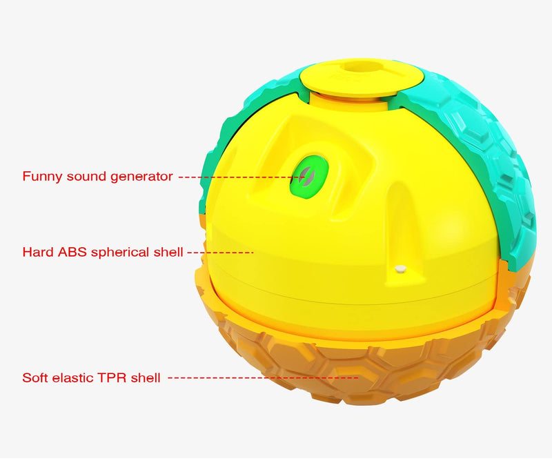 Interactive Food Toy for Dog and Cats, Pet Food Dispensor Tumbler Dog Treat Toy, Dog Slow Feeder Treat Dispensing Puzzle Toys for Small Dogs /Cats,Robot Shape Dog Toys Yellow Ball for large dog - BeesActive Australia