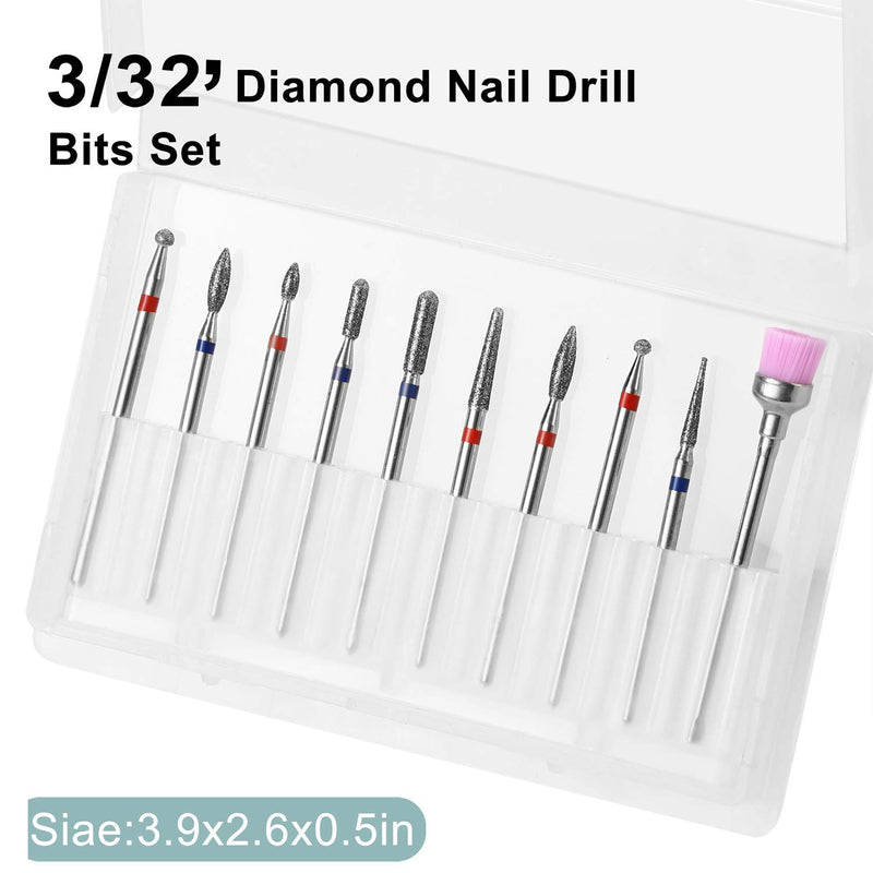 nail drill bits set, 7PCS 3/32 inch tungsten carbide diamond nails bit for e-file polishing polygel acrylic manicure pedicure cuticle clean use and more! - BeesActive Australia