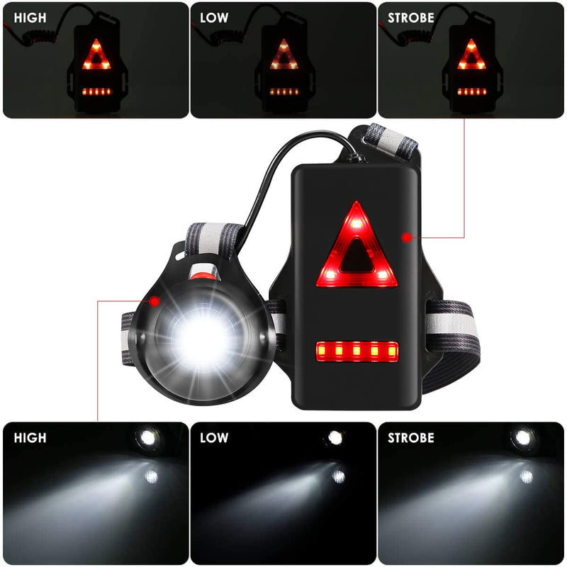 ALOVECO Outdoor Night Running Lights LED Chest Light Back Warning Light with Rechargeable Battery for Camping Hiking Running Jogging Outdoor Adventure (90° Adjustable Beam) - BeesActive Australia