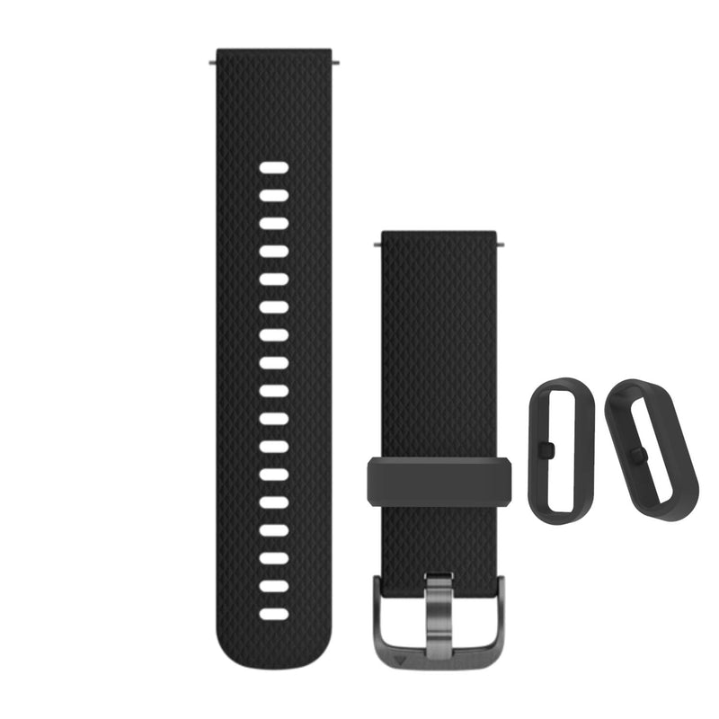 Fastener Ring Compatible for Garmin Vivoactive 3/Venu/Forerunner 645 245/Vivomove,Vivomove HR,Vivomove 3/Fenix 6S Fenix 5S Bands(Pack of 6) Silicone Connector Security Loop for Galaxy Watch Active 2 6-Black - BeesActive Australia