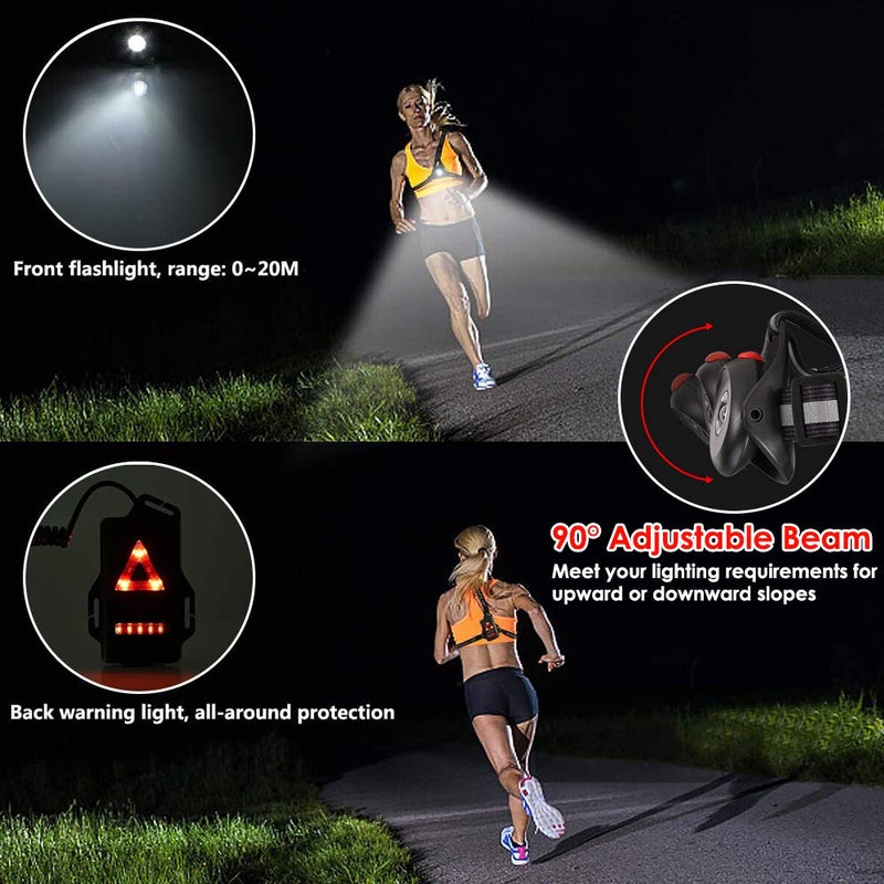 ALOVECO Outdoor Night Running Lights LED Chest Light Back Warning Light with Rechargeable Battery for Camping Hiking Running Jogging Outdoor Adventure (90° Adjustable Beam) - BeesActive Australia