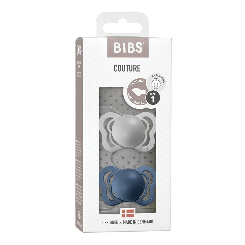 BIBS Pacifiers - Couture Collection | BPA-Free Baby Pacifier | Made in Denmark | Set of 2 Vanilla/Dark Oak Color Premium Soothers | Size 0-6 Months - BeesActive Australia