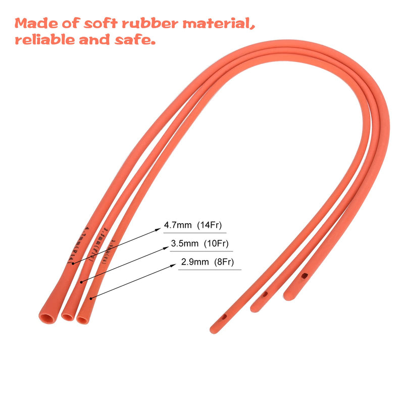 MOTAIN Pet Feeding Supplies Kit-3 Pack Red Rubber Feeding Tube(8Fr, 10Fr, 14Fr) with 3 Pack 10/30/60 Ml Syringes for Lamb,Goat,Sheep,Puppy,Kitten Whelping Feeding Watering - BeesActive Australia