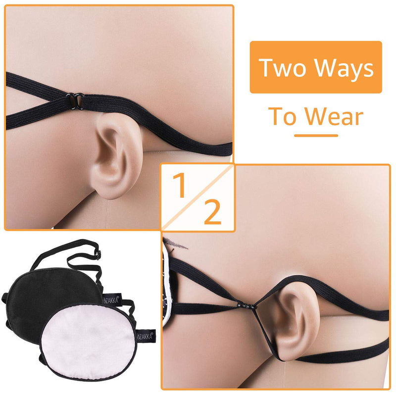 eZAKKA Eye Patches for Adults, 2 Pieces Silk Elastic Eyepatch Patch for Lazy Eye Amblyopia Strabismus, Black and Pink Large (2 Count) Black+Pink - BeesActive Australia