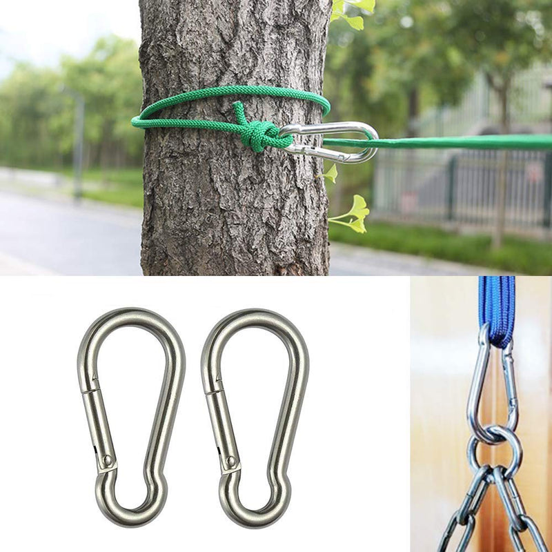 GRANDBUY Large Spring Snap Hook Carabiner, 304 Stainless Steel Snap Hook Heavy Duty Carabiner Clip, Stainless Steel Spring Snap Hook Carabiner Carabiner Outdoor 4 inch,2 Pack - BeesActive Australia