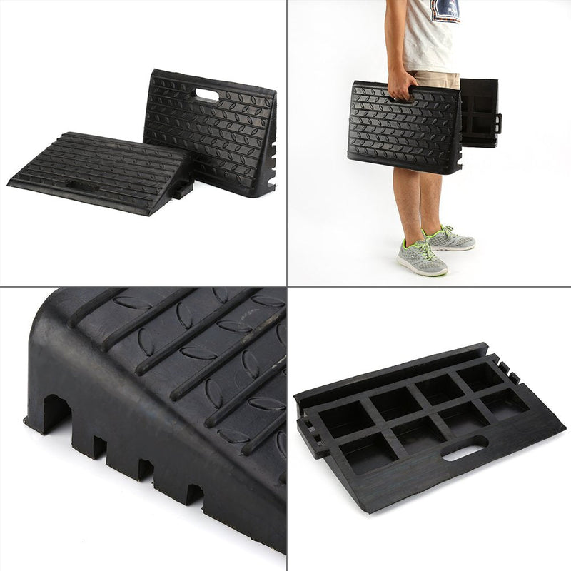 Rubber Ramps Heavy Duty, 2 Pcs Rubber Kerb Ramps for Caravan Car Mobility Also as the Disabled Wheelchair Accessory, Black - BeesActive Australia