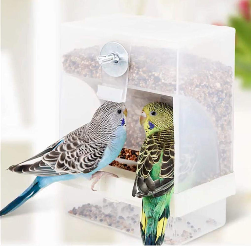 Parrot Automatic Feeder,No-Mess Bird Feeder,Cage Accessories for Budgerigar Canary Cockatiel Finch Parakeet Seed Food Container by Old Tjikko Screw-Fixed Bird Feeder - BeesActive Australia
