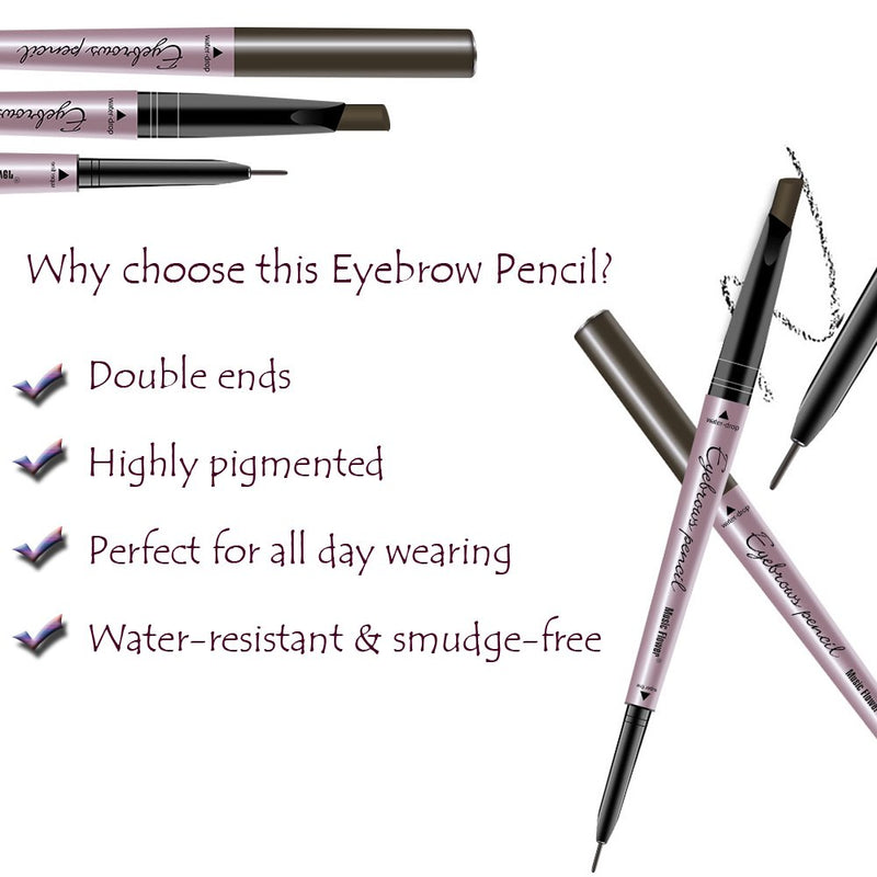 [ 2 Pack]Eyebrow Pencil, Waterproof Eyebrow Makeup with Dual Ends, Professional Brow Enhancing Kit with Eyebrow Brush (Dark Brown #1) Dark Brown #1 - BeesActive Australia