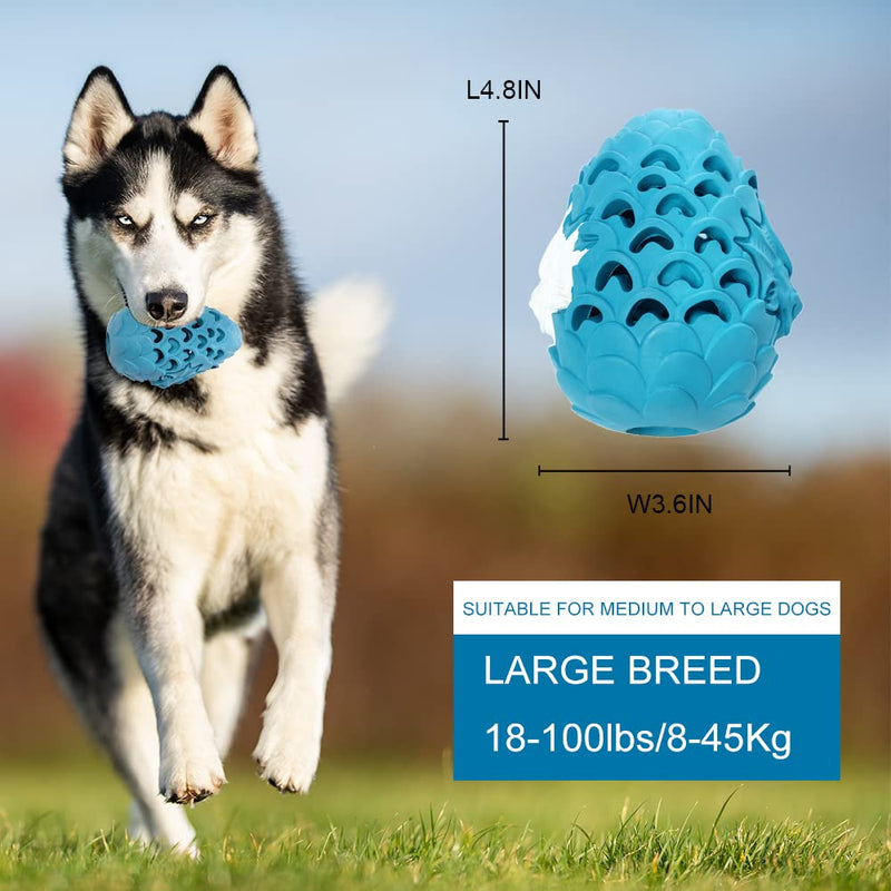 YCLWBG Dog Toys for Large Dogs Aggressive Chewers , Indestructible Dog Toys for Aggressive Chewers , Durable Dog Toys Dragon Egg Dog Toy Bacon Milk Flavor ， Tough Dog Toys Treat Dispensing Blue white - BeesActive Australia