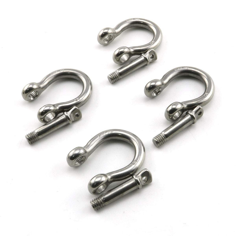 Heyous 4pcs 1/4 Inch 6mm Screw Pin Anchor Shackle Stainless Steel Heavy Duty Bow Shape Load Clamp for Chains Wirerope Lifting Paracord Outdoor Camping Survival Rope Bracelets - BeesActive Australia