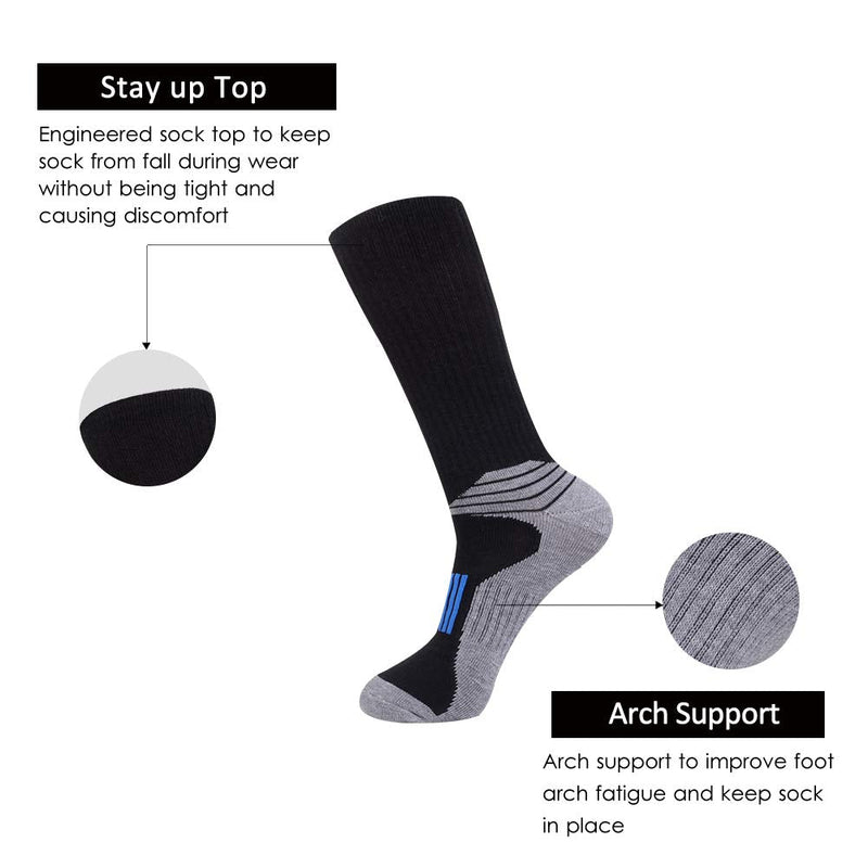 JOYNÉE Mens Athletic Performance Crew Socks for Running and Training 6 Pack Black(6 Pairs) - BeesActive Australia