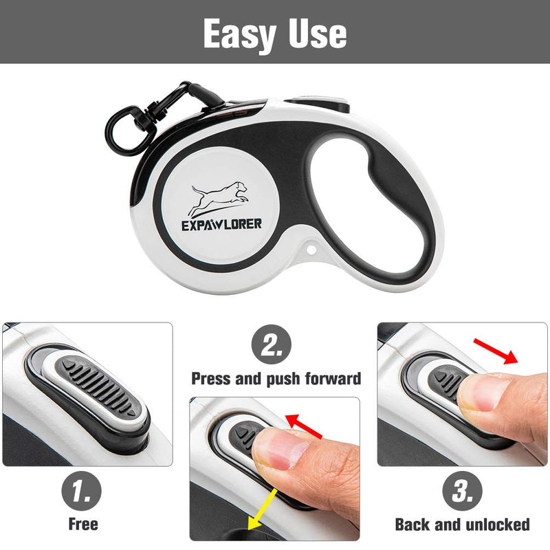 EXPAWLORER Retractable Dog Leash - Chew Proof Double Dog Leash for 2 Dogs with 2 No Tangle Strong Wire Ropes, 16 ft Heavy Duty Dog Leash for Medium and Large Dogs Black&White - BeesActive Australia
