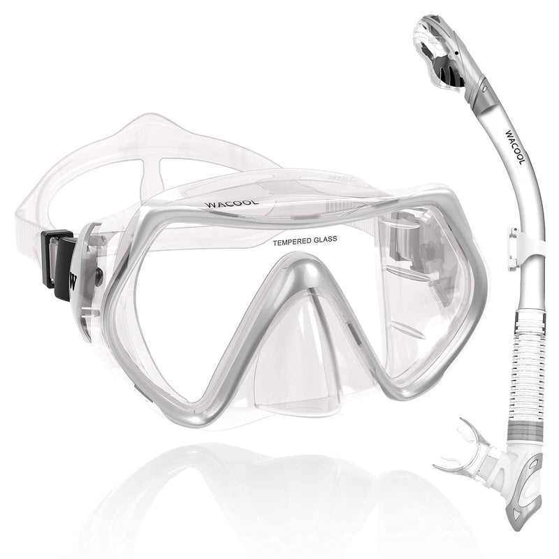 WACOOL Professional Adult (Sliver) and Kids (SkyBlue) Snorkeling Set Swimming Gear Anti-Fog Coated Glass with Silicon Mouth Piece Purge Valve and Anti-Splash - BeesActive Australia