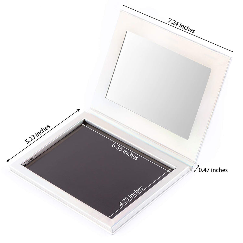 Allwon Magnetic Palette Mermaid Empty Makeup Palette with Mirror and 30Pcs Adhesive Empty Palette Metal Stickers for Eyeshadow Lipstick Blush Powder (Silver) - BeesActive Australia