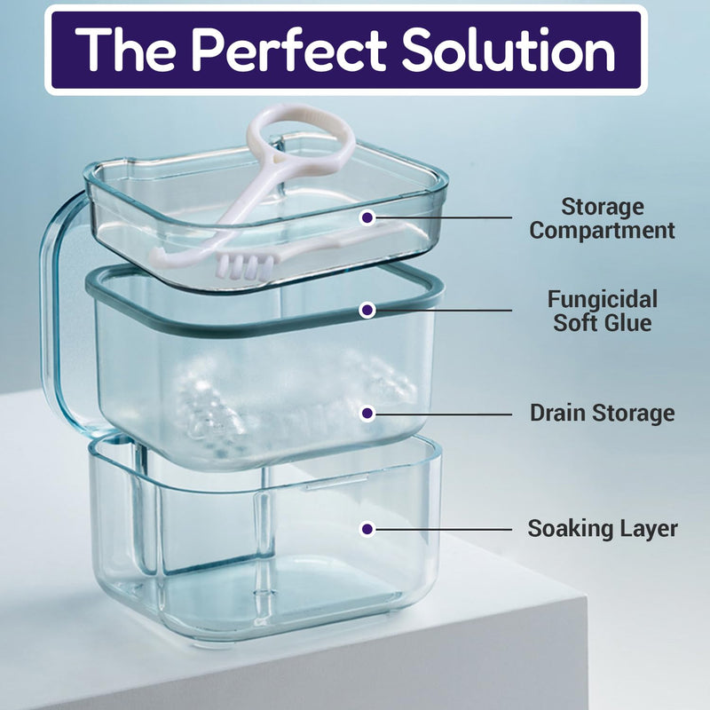 Retainer Brite Cleaning Kit Including 96 Tablets (3 Month Supply) and Case - Retainer Box Ideal for retainers, mouthguard, dentures, invisalign. Removes Plaque and Tartar. (Blue) Blue - BeesActive Australia