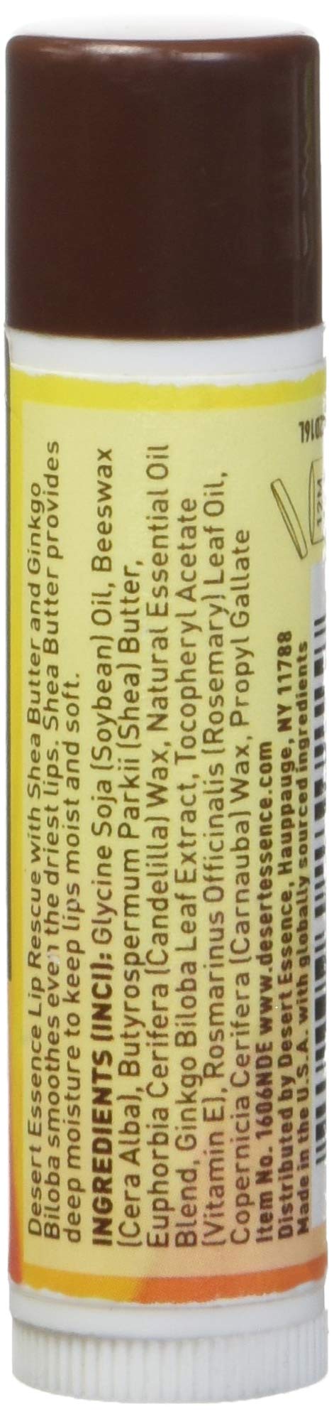 Desert Essence Lip Rescue Ultra Hydrating with Shea Butter - 0.15 Oz - Soft Moisturizer Balm Stick - Ginkgo Biloba Extract - Soothes Dry Or Cracked Lips - Vitamin E - Beeswax - Peppermint Oil - BeesActive Australia