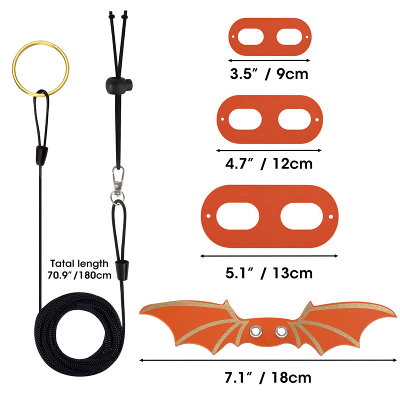 Removable Dragon Lizard Leash and Harnesses with Bat Wings, for Bearded Dragon Amphibians and Other Small Pet Animals, Reptile, Gecko, Iguanas, 3 Different Size(S, M, L, 3 Pack) Orange - BeesActive Australia