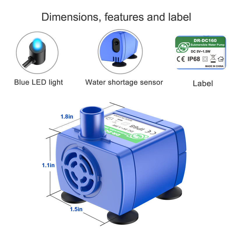 Cat Fountain Pump Replacement, Upgraded Smart Cat Water Fountain Pump for Round and Cubic Cat Fountain, Intelligent Pet Fountain Pump (The Adapter is not Included) - BeesActive Australia