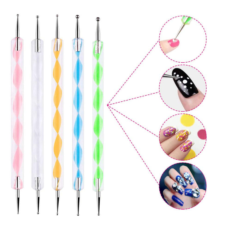 Anezus Nail Art Brushes Nail Art Painting Polish Design Tools Set with 15Pcs Nail Gel Brushes, 5Pcs Nail Dotting Pen, 30 Colors Nail Striping Tape and 36 Sheets Nail Stencils French Tip Guides Sticker - BeesActive Australia