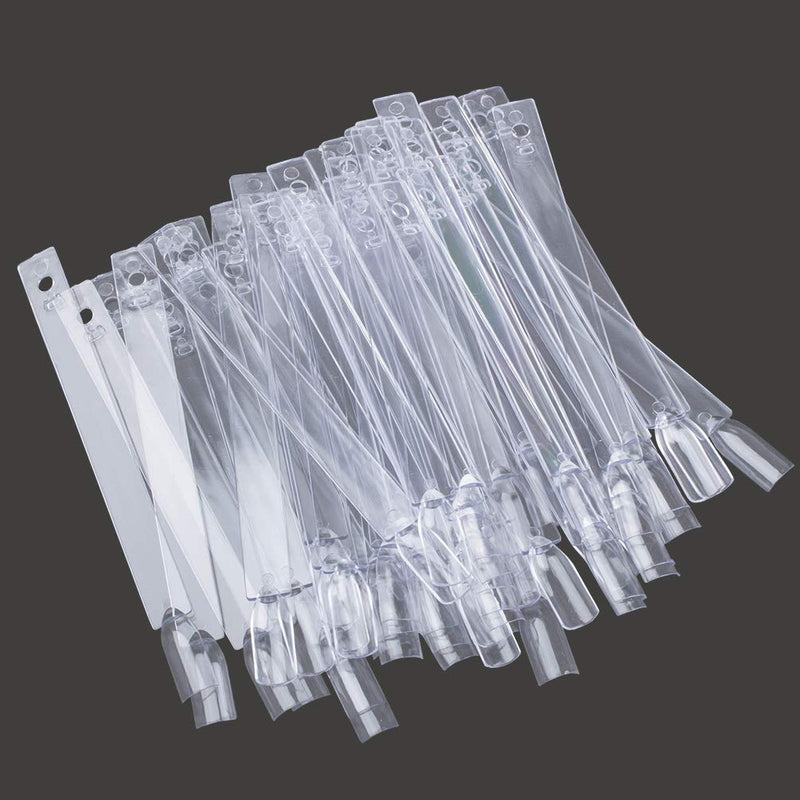 JASSINS 50 Pcs Clear Fan-shaped False Nail Swatch Sticks Nail Polish Practice Display Art Tips Nail Sample Sticks With Metal Split Ring A#-Transparent 50 - BeesActive Australia