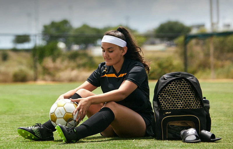 RIP-IT | Women's Pro Training Soccer Ball | Features Traditional 32 Panel Construction | Includes Winding Bladder for Long-Lasting Inflation White & Gold #5 - BeesActive Australia