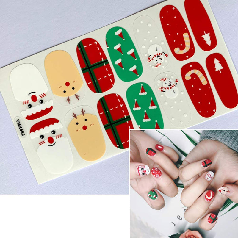 SILPECWEE 14 Sheets Adhesive Nail Polish Stickers Strips and 1Pc Nail File Christmas Design Nail Art Wraps Decals Tips Manicure Accessories NO3 - BeesActive Australia
