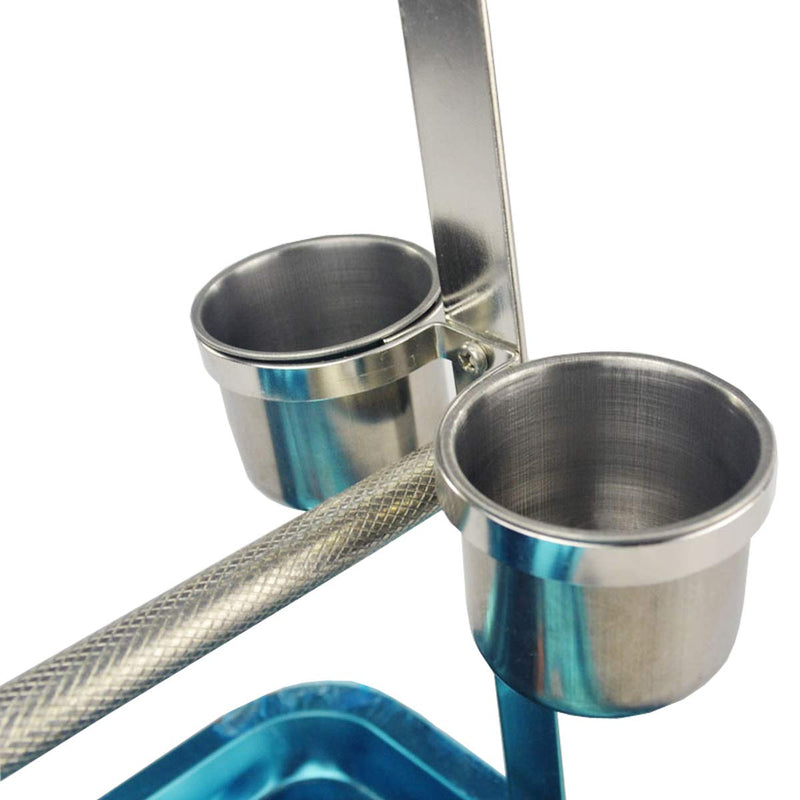 Bird Tabletop Perch Stand Stainless Steel Play Gym Playstand with Cups and Tray for Budgie Parakeet Cockatiel Conure Design A - BeesActive Australia