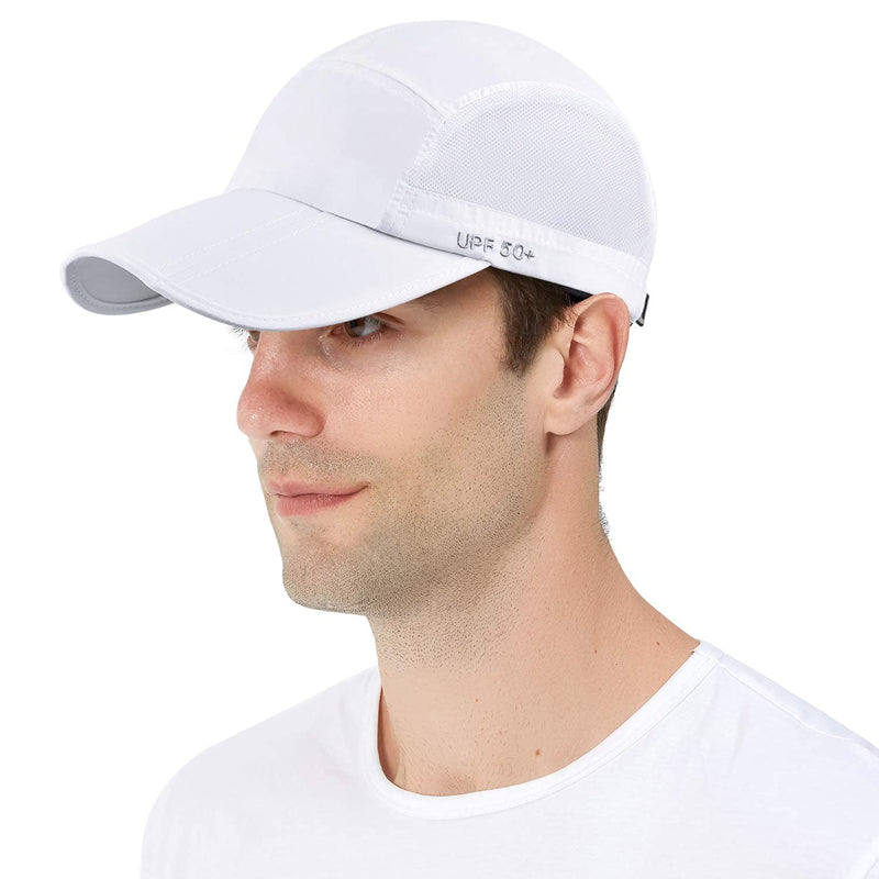 ELLEWIN Unisex Baseball Cap UPF 50 Unstructured Hat with Foldable Long Large Bill White-no Logo-l - BeesActive Australia