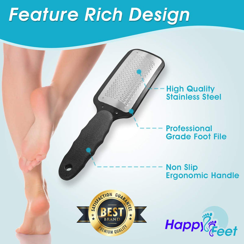 HAPPY FEET - Foot Filer For Dead Skin, Stainless Steel Foot Scrubber, Callus Scraper Tool For Feet, Shave Callus With Ease For Both Wet And Dry Feet, White Gift Boxed & Storage Bag Included. - BeesActive Australia