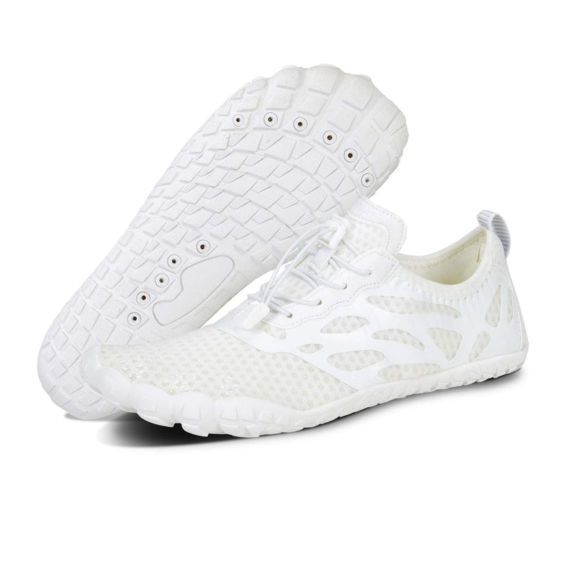 Water Shoes Mens Womens Barefoot Diving Swim Shoes Water Sports Non-Slip Aqua Shoes for Swim Pool, Beach,Hiking, Kayaking, Boating,Surfing 13.5 Women/12 Men White-b - BeesActive Australia