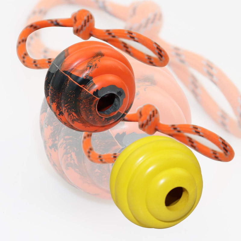 Nevperish K9 Training Ball with Rope Exercise and Reward Toy for Dogs Indestructible Dog Toy Ball with Handle for Training Pull Throw Toy tug Toy Dogs Fetch Toys Belgian Malinois Gifts Orange and Yellow - BeesActive Australia