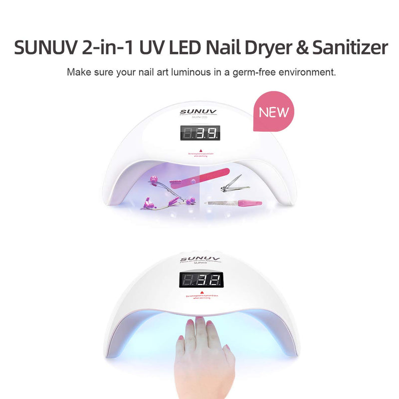 UV LED Nail Lamp, SUNUV Nail Dryer UV LED Light for Gel Nail Polish with Auto Sensor, Timer Setting and Display Screen SUN15 - BeesActive Australia