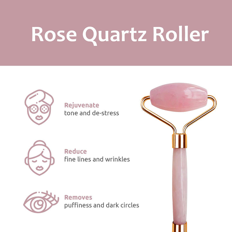 Rose Quartz Roller for Face by Tickled Skin - Anti Aging Facial Massager and Gua Sha Scraping Tool - Rejuvenating Cool Anti Wrinkle and Eye Puffiness Beauty Treatment - Natural Skincare Gift Sets - BeesActive Australia