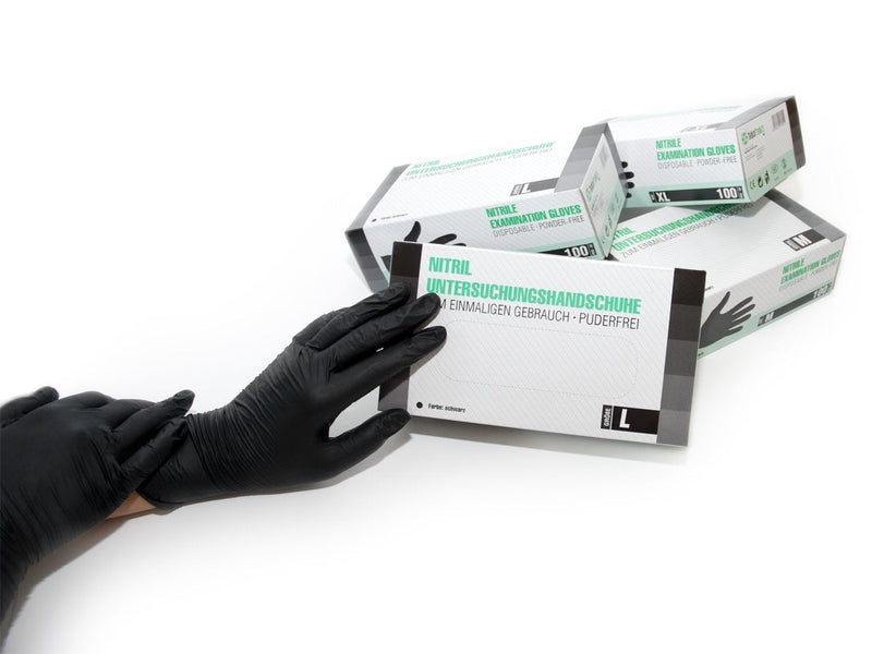 Nitrile Gloves 100 Pieces Box (L, Black) Disposable Examination Gloves, Powder Free, Latex Free, Non Sterile, Medical, Tattoo, Gloves, Single Use - BeesActive Australia
