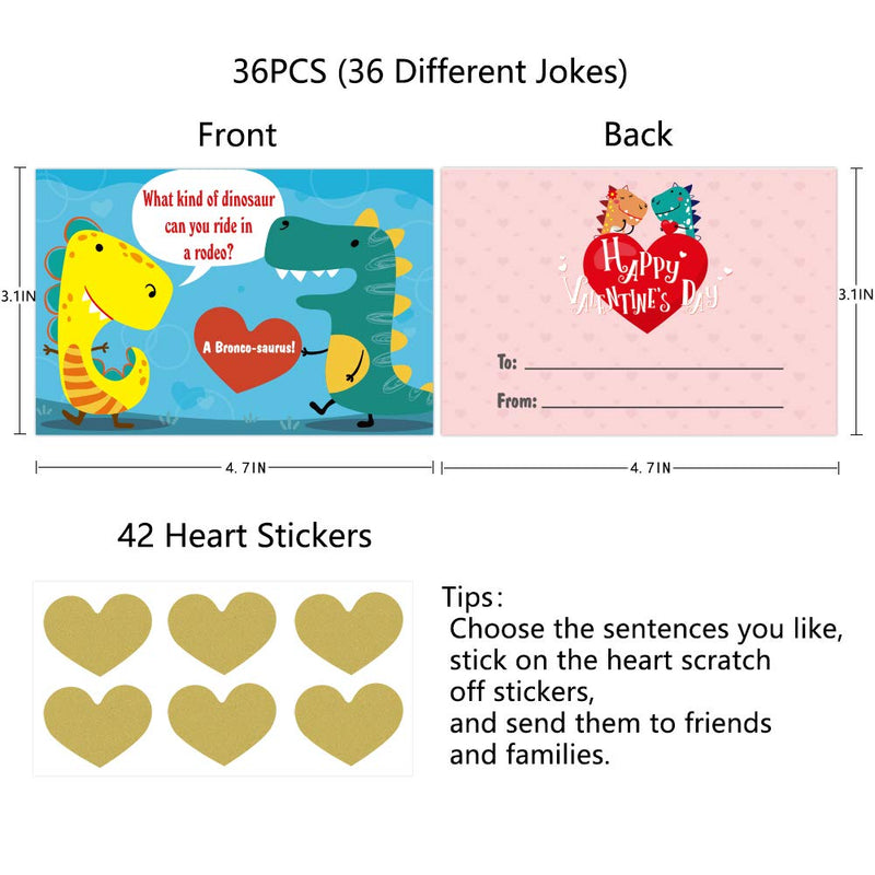 Hohomark Valentines Day Cards for Kids,36PCS Funny Scratch off Joke Cards with Stickers Valentines Exchange Cards for Kids School Classroom Girls Boys to Write - To - From - BeesActive Australia