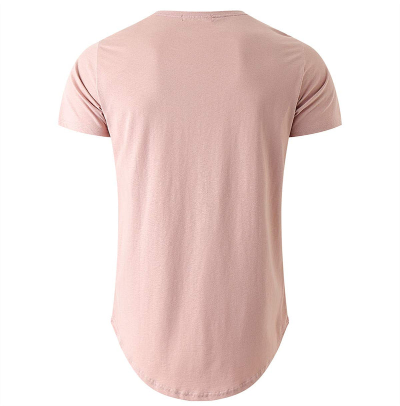 KLIEGOU Mens 100% Cotton Hipster Hip Hop Longline Crewneck T-Shirt S-4XL XX-Large 66 Pink - BeesActive Australia