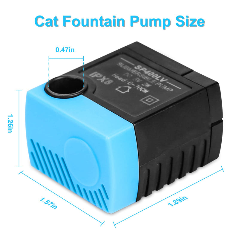 Carcent Cat Water Fountain Pump, SP-400LV USB Plug Replacement Pump Compatible with Drinkwell Ceramic, Butterfly, Seaside, Stainless Steel, 360 Plastic Pet Water Fountain (No USB Adapter) No usb adapter - BeesActive Australia