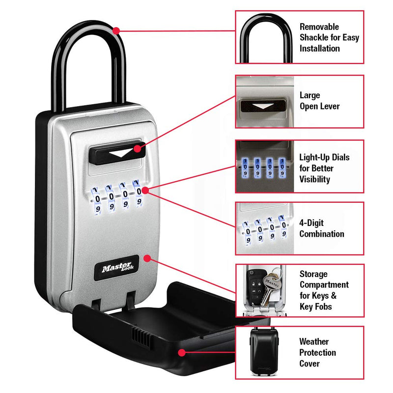 Master Lock 5424D Set Your Own Combination Portable Lock Box with Light Up Dials, 6 Key Capacity Light Up Dial Key Lock Box - BeesActive Australia