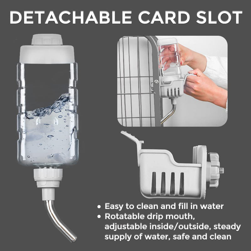Vannon Dog Water Dispenser for Cage Leakproof Crate Water Bottle for Dogs & Cats & Rabbits Pet Auto Feeding Water Bottle Nozzle Diameter: 12mm, Top Fill, BPA Free 34oz Grey - BeesActive Australia