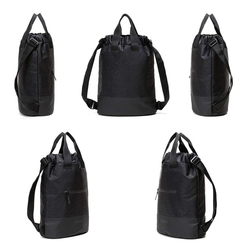 Vooray 23L Ultra-Durable Flex Cinch Gym Drawstring Backpack Sackpack for Women Black Foil - BeesActive Australia