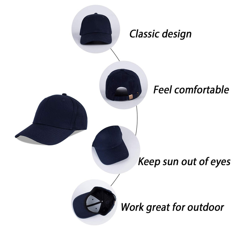 LANGZHEN Unisex Baseball Cap 100% Cotton Fits Men Women Washed Denim Adjustable Dad Hat Structured-navy Large - BeesActive Australia