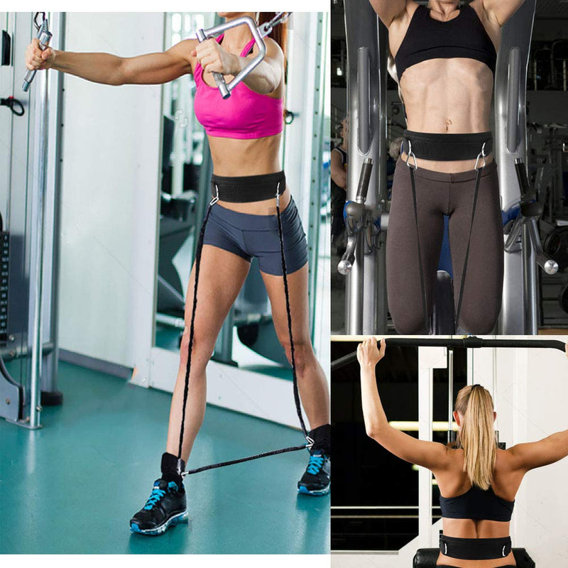 HYVAWO Waist Belt Neoprene Padded Gym Pulley Strap with Rings for Cable Machines Fitness Exercise Speed Agility Resistance Training - BeesActive Australia