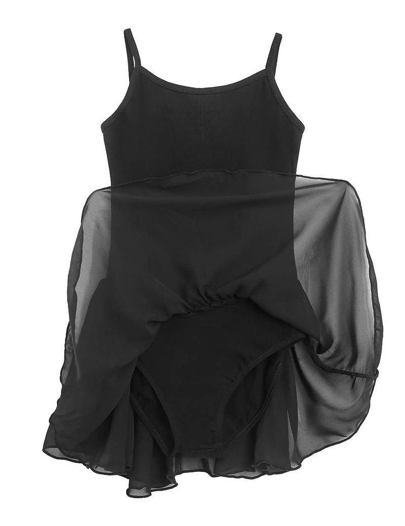 Daydance Skirted Leotards Girls Short Sleeve Leotard Dress for Ballet, Dance Black-camisole 3-4T - BeesActive Australia