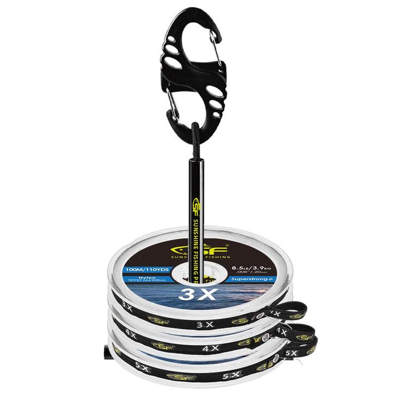 SF Clear Nylon Tippet Line with Holder Fly Fishing Tippets Leaders Trout 0X 1X 2X 3X 4X 5X 6X 7X 3 Pieces with Holder/100M 3X-4X-5X-100M-110Yds - BeesActive Australia