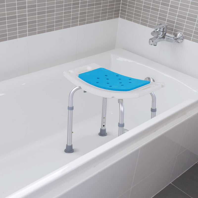 HOMCOM 6-Level Height Adjustable Aluminium Bath Room Stool Chair Shower Non-Slip Design w/Padded Seat Drainage Holes Foot Pad - BeesActive Australia
