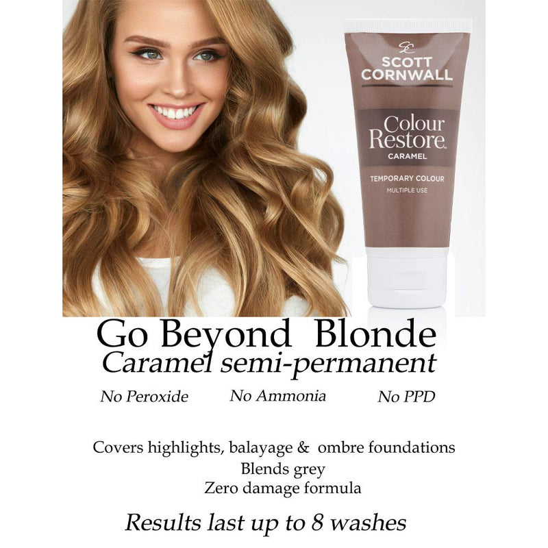 Scott Cornwall Colour Restore Caramel Temporary Toner Dye, Hair Toner Creates Warm Light Brown Sombre Tones 100 ml (Pack of 1) - BeesActive Australia