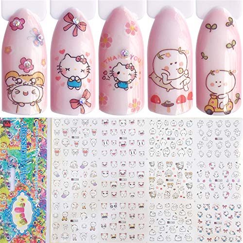 4 Sheets Cartoon Water Slide Nail Art Decals Water Transfer Nail Decals Sticker For Pretty Girl 1 - BeesActive Australia