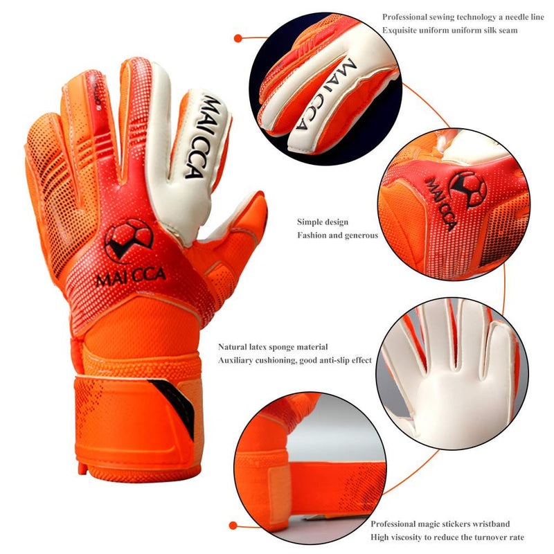 Wrzbest Youth Kids Goalkeeper Gloves Professional Goalie Gloves,Soccer Football Goalkeeper Gloves with Strong Grip and Finger Spines Protection for The Toughest Saves and Prevent Injuries Orange 5 - BeesActive Australia