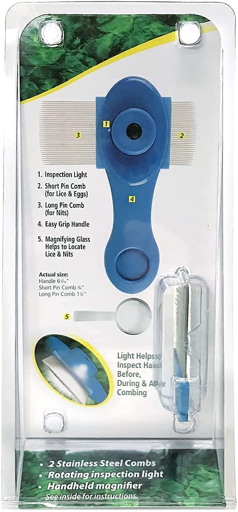 Ezy Dose Kids Lice and Eggs Comb | Hair Care for Baby, Toddler, Adult | Includes Light, Magnifying Glass, Stainless Steel Pin Teeth - BeesActive Australia